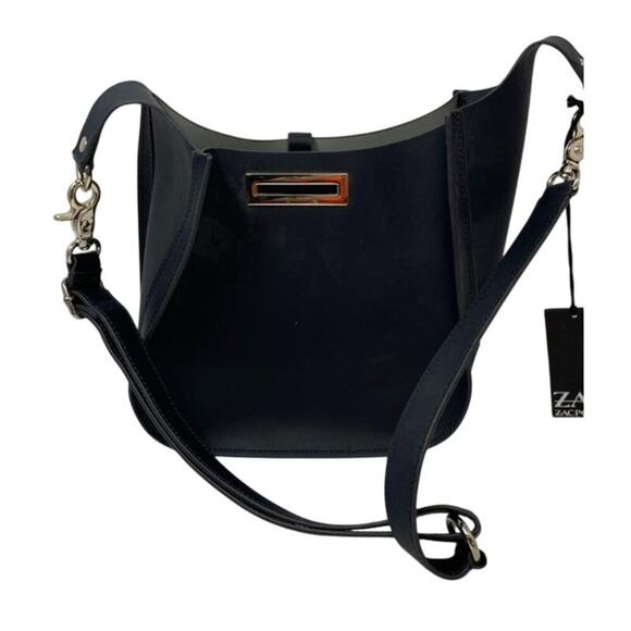 Zac‎ Posen Leather Crossbody Purse - Black & Gold-flaw - Picture 1 of 6